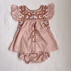 Six Honeybees- Puebla Bloomer Set (Burnt Orange & White)